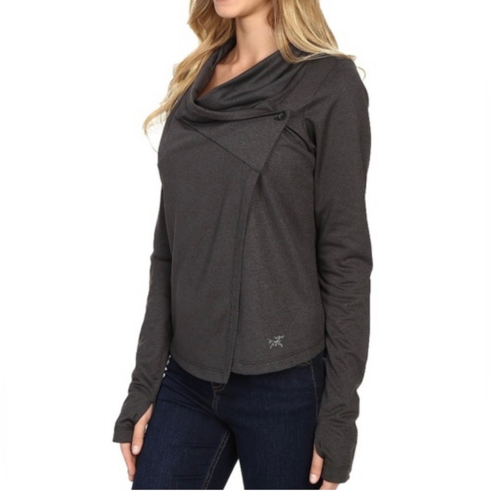 Arc'teryx Size M Yonge Long Sleeve Wrap Fleece Lined Cardigan Charcoal Grey